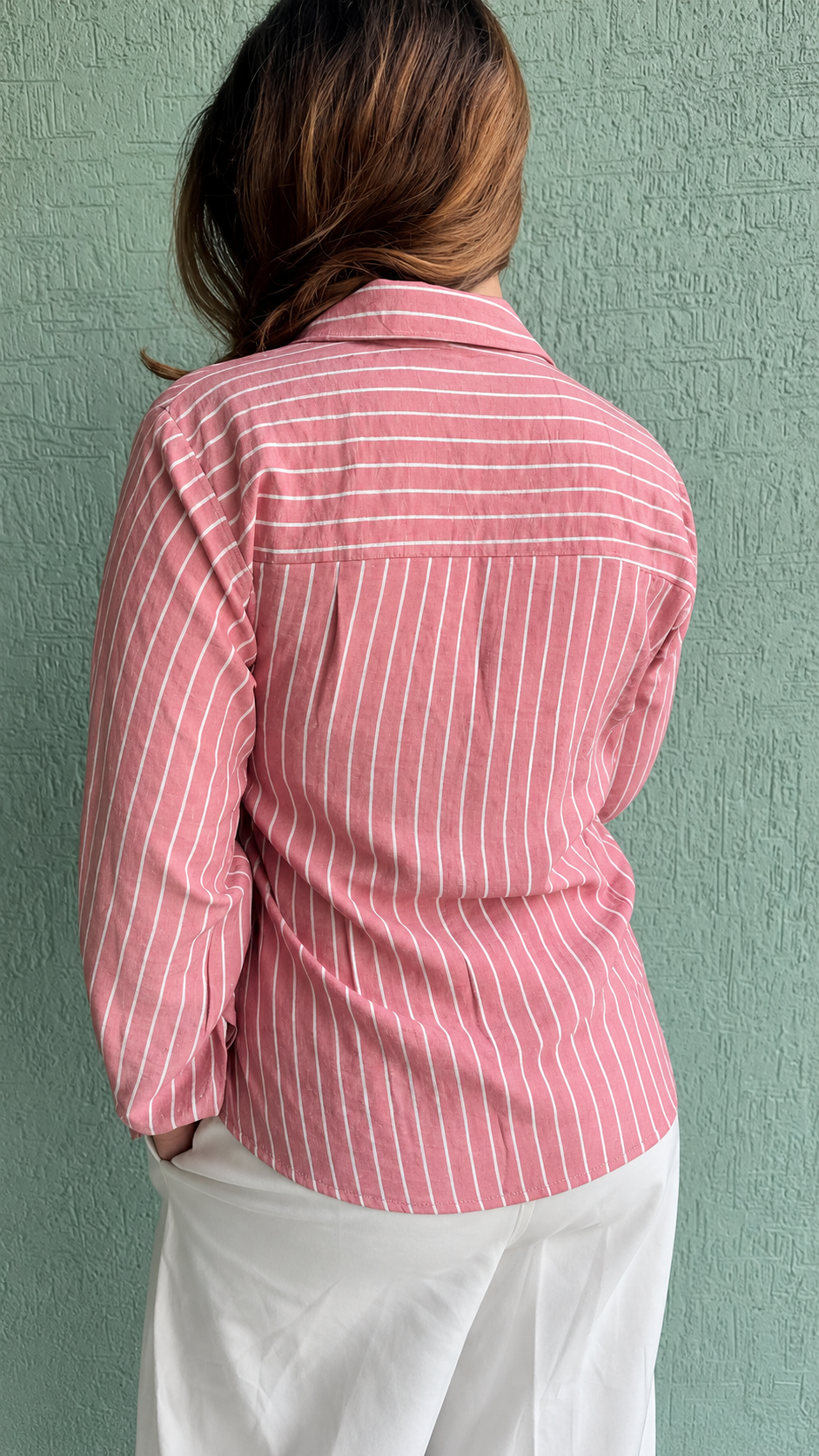 Pink Striped tie-up Shirt