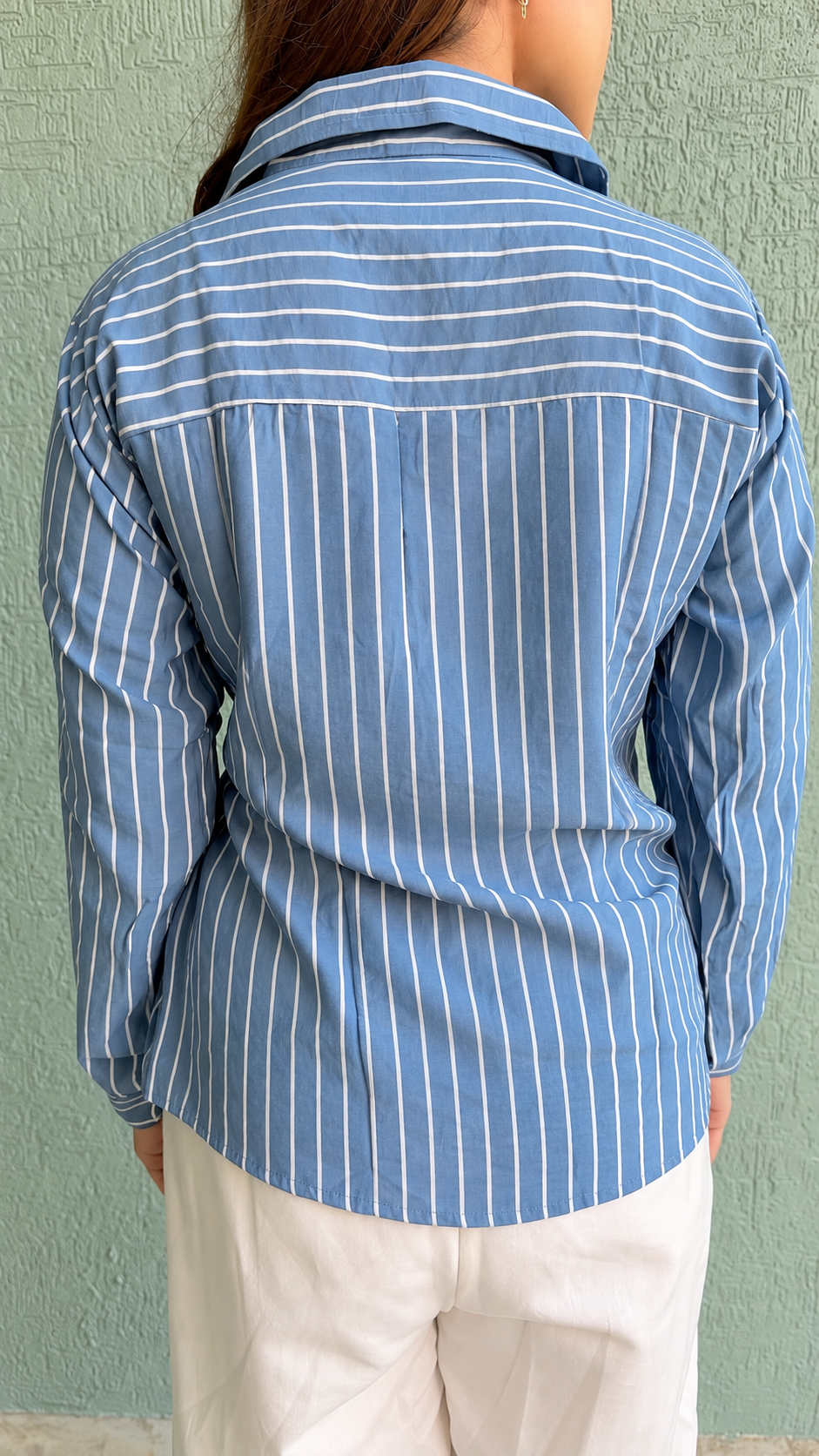 Blue striped Tie-up Shirt