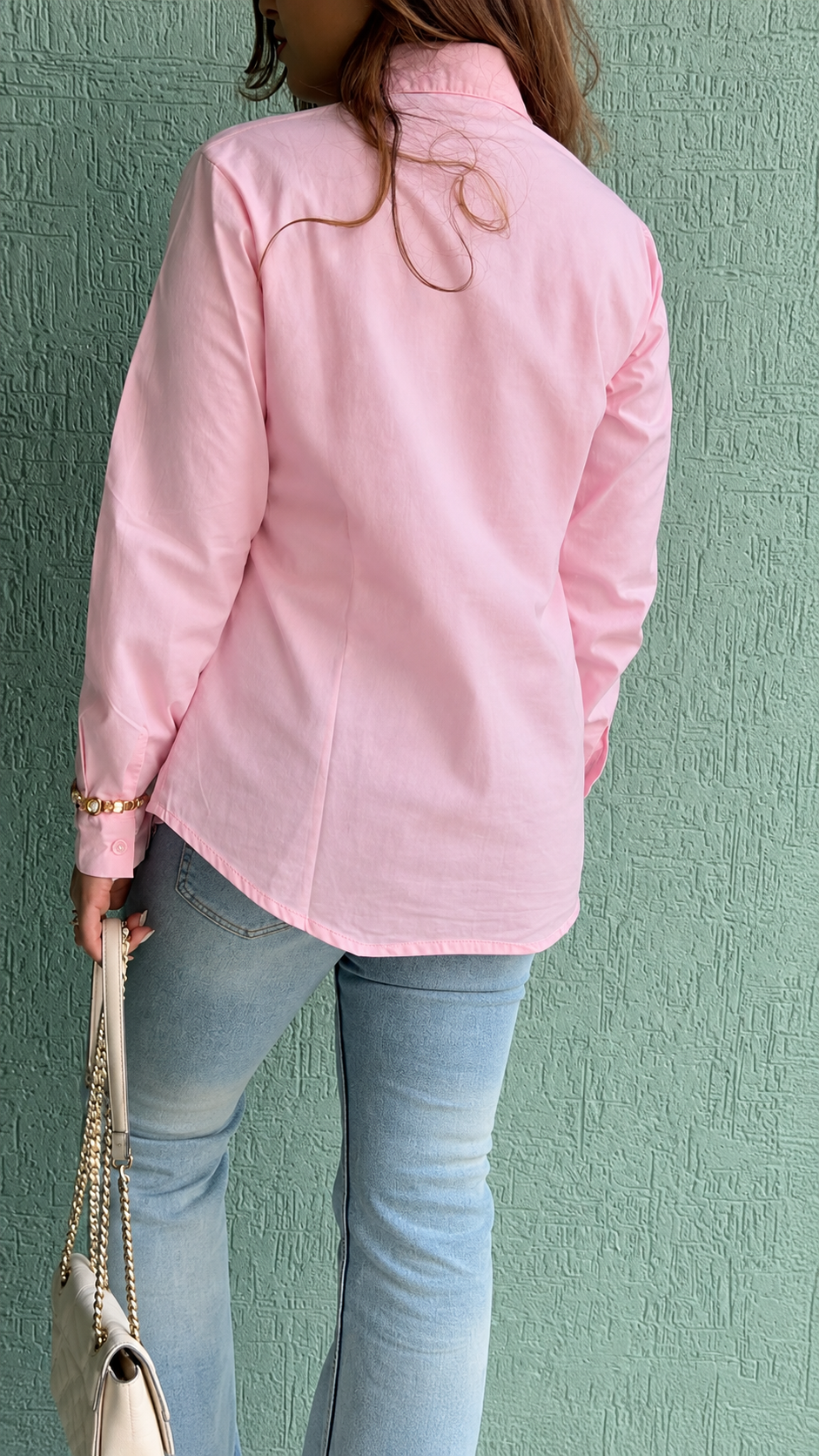 Pink embellished shirt